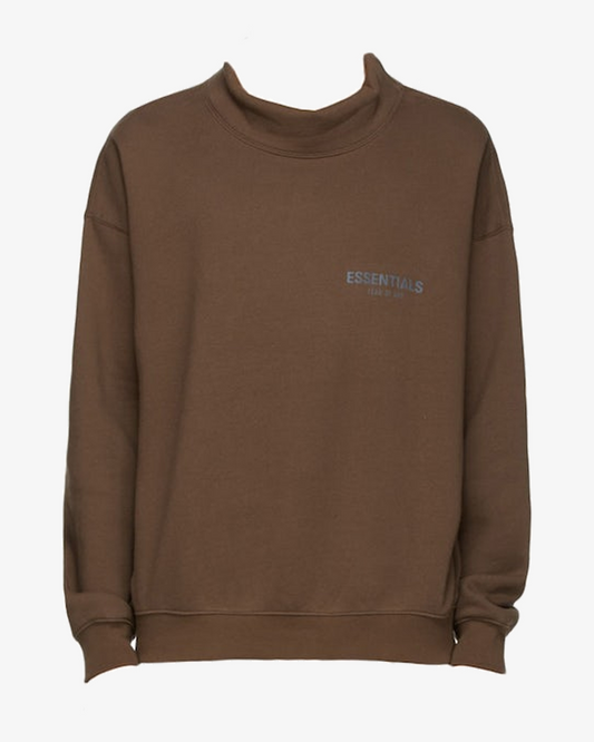 FOG ESSENTIALS SS20 LOGO BROWN RAIN DRUM MOCKNECK CREWNECK