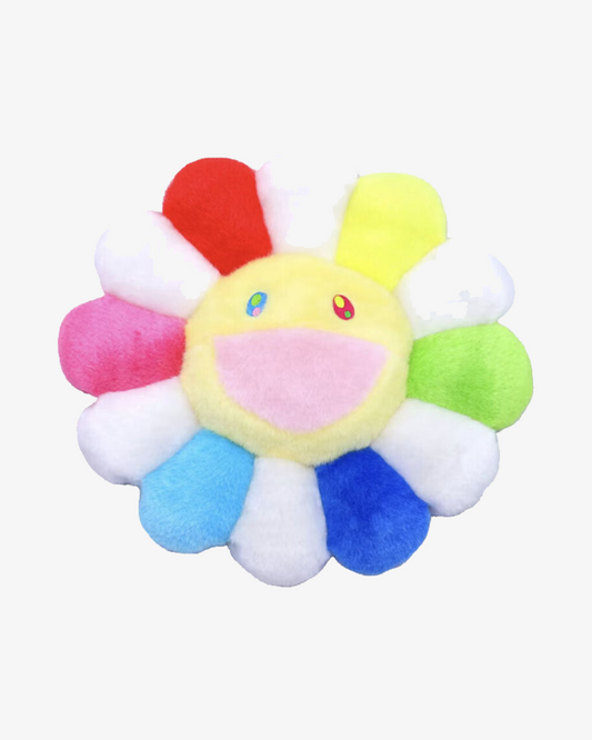 TAKASHI MURAKAMI FLOWER PLUSH / CUSHION 30CM RAINBOW WHITE YELLOW (NEW)