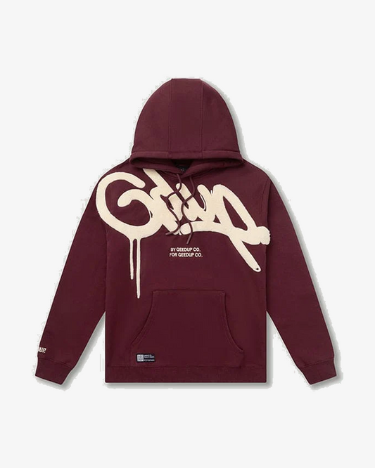 GEEDUP HANDSTYLE HOODIE MAROON CREAM