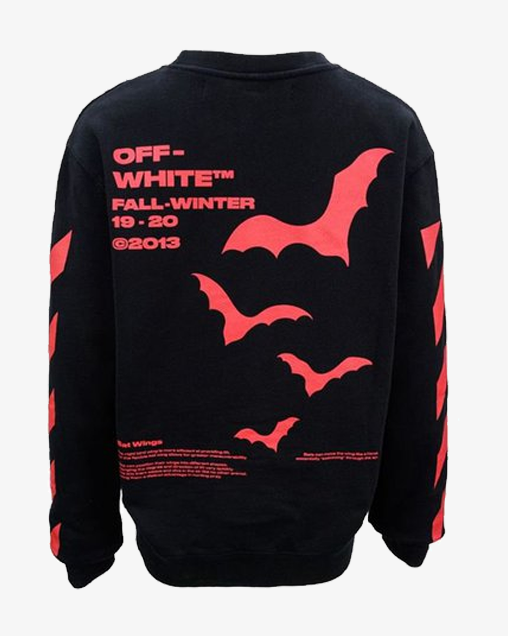 OFF WHITE BATS PRINT DIAGONAL STRIPE BLACK CREWNECK (NEW)