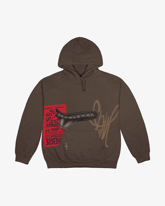 TRAVIS SCOTT CACTUS JACK GRIN HOODIE DARK BROWN (NEW)