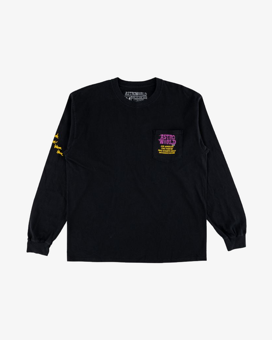 TRAVIS SCOTT ASTROWORLD LOS ANGELES TOUR EXCLUSIVE LONG SLEEVE TEE BLACK