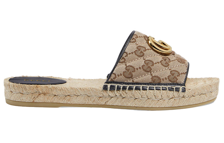 (WMNS) Gucci GG matelass canvas espadrille sandal 'Brown' 620120-KQWM0-9765