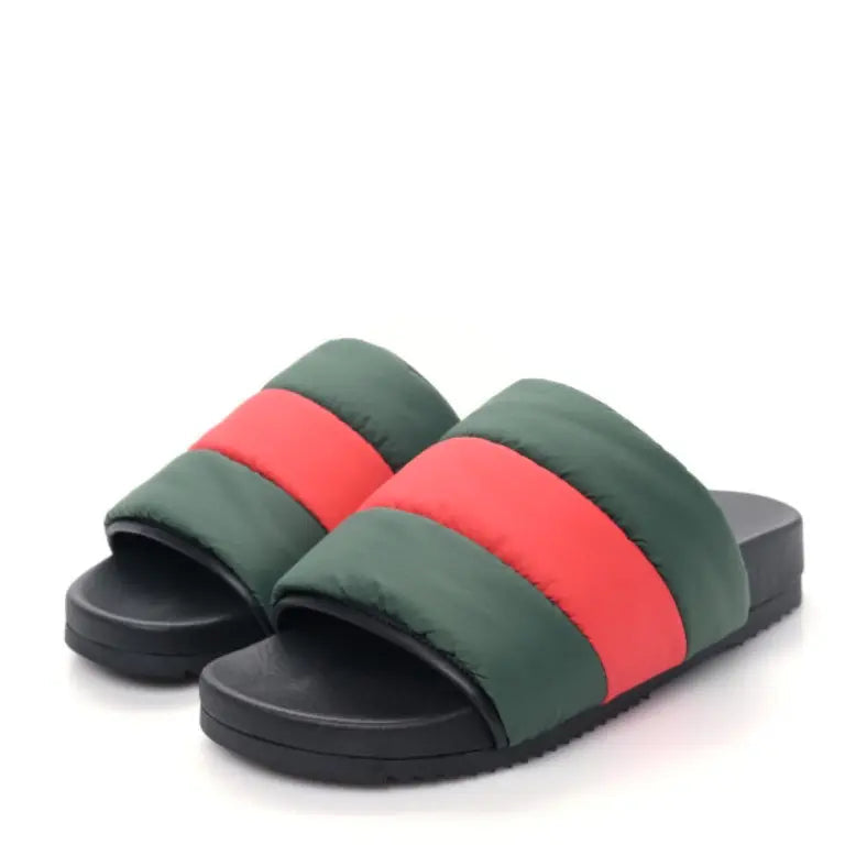 (WMNS) Gucci Padded Web Slide Sandals 'Green and Red Nylon' 700320-UFR30-3060