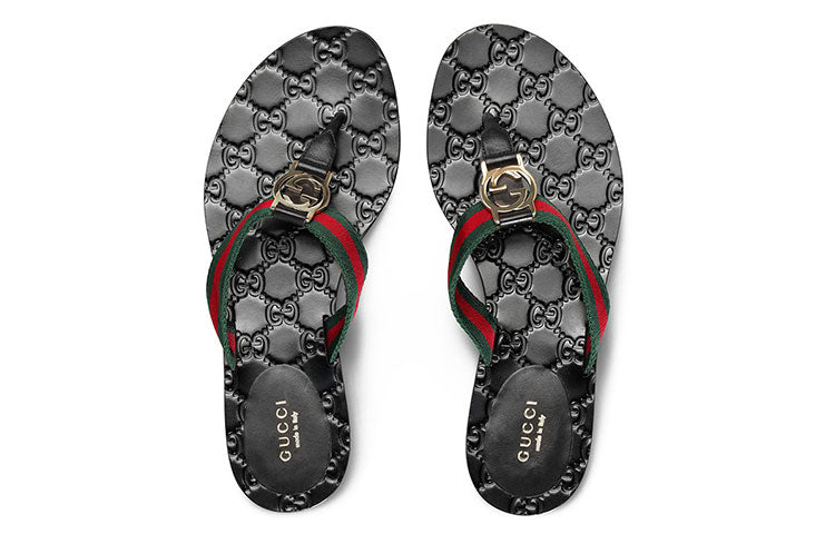 (WMNS) Gucci Gg Thong Web Sandal 'Black' 270374-H9020-8476