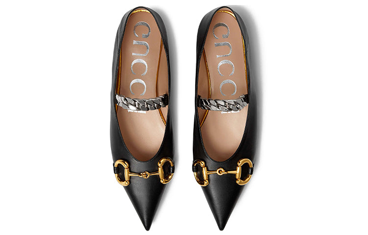 (WMNS) Gucci Ballet Flat With Horsebit Leather 'Black' 621161-1RH00-1000