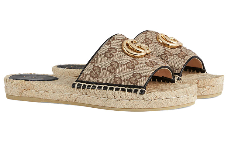 (WMNS) Gucci GG matelass canvas espadrille sandal 'Brown' 620120-KQWM0-9765