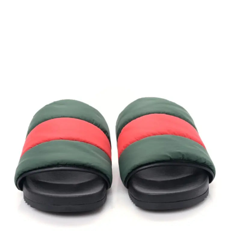 (WMNS) Gucci Padded Web Slide Sandals 'Green and Red Nylon' 700320-UFR30-3060