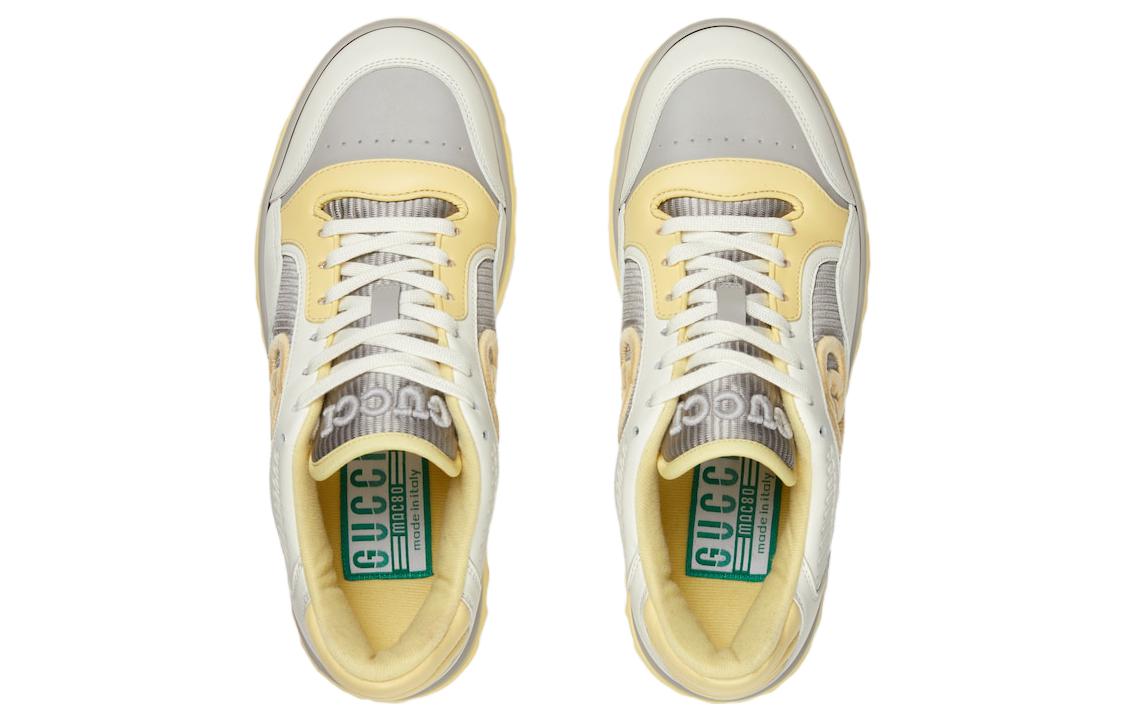 (WMNS) Gucci Mac80 Embroidered Sneakers 'White Grey Yellow' 747954-AACNW-9148