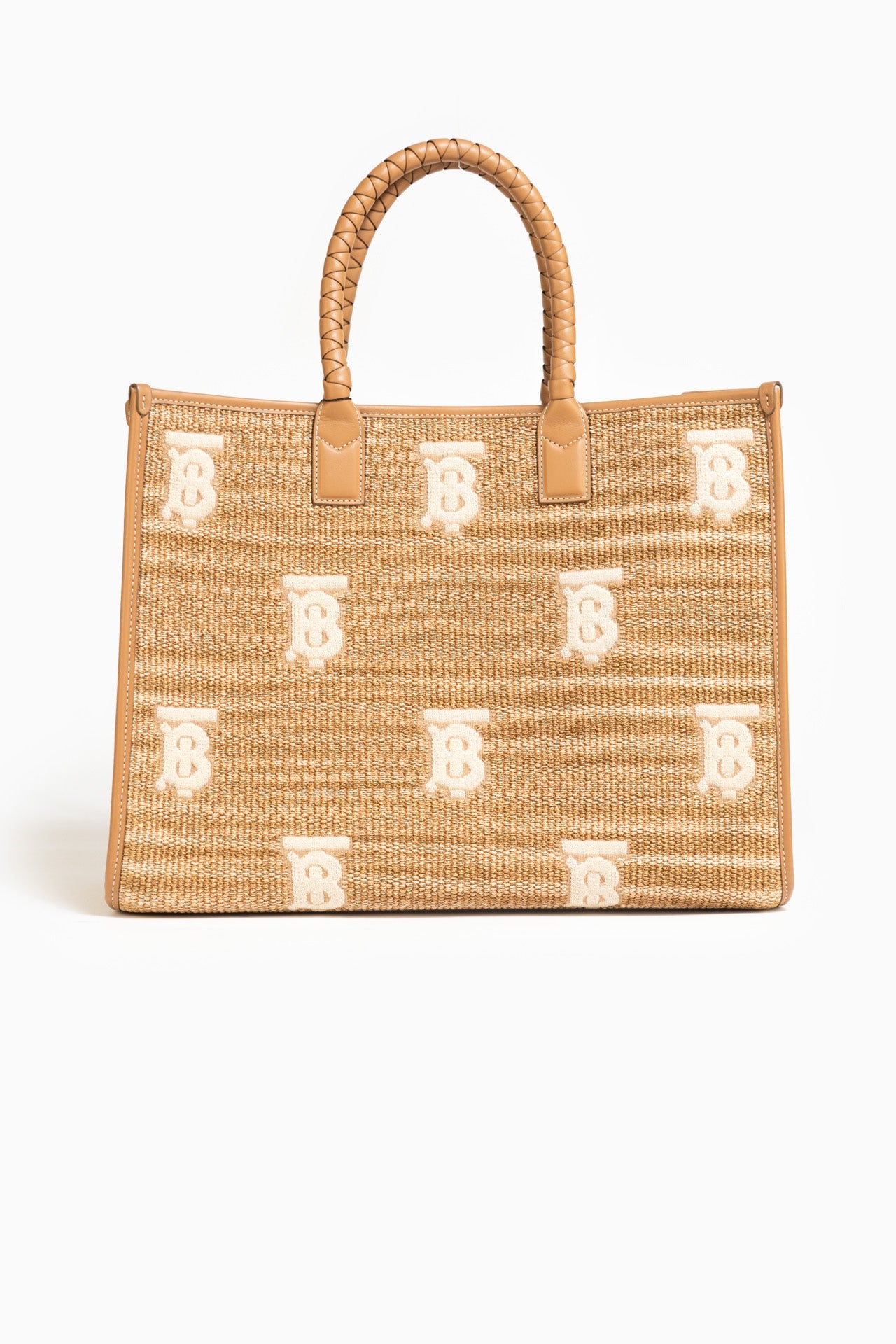 Burberry Large TB Logo Embroidered Freya Tote Bag In Beige