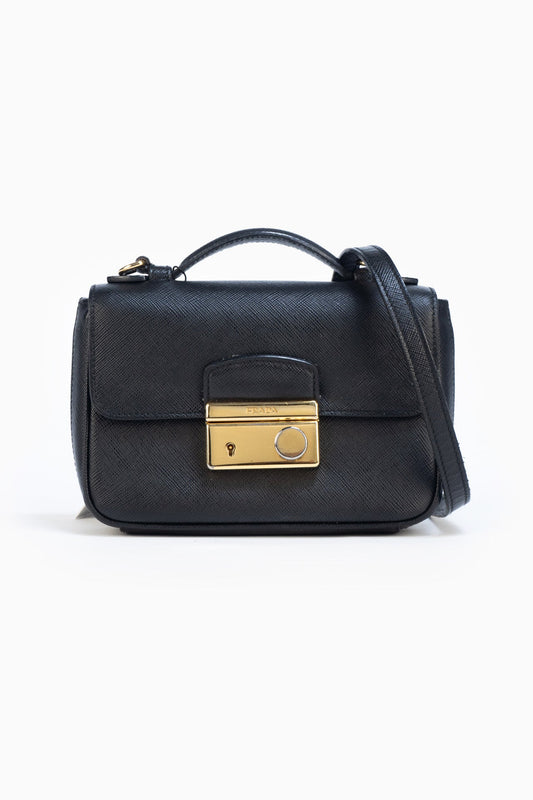 Prada Saffiano Small Sound Crossbody Bag in Black