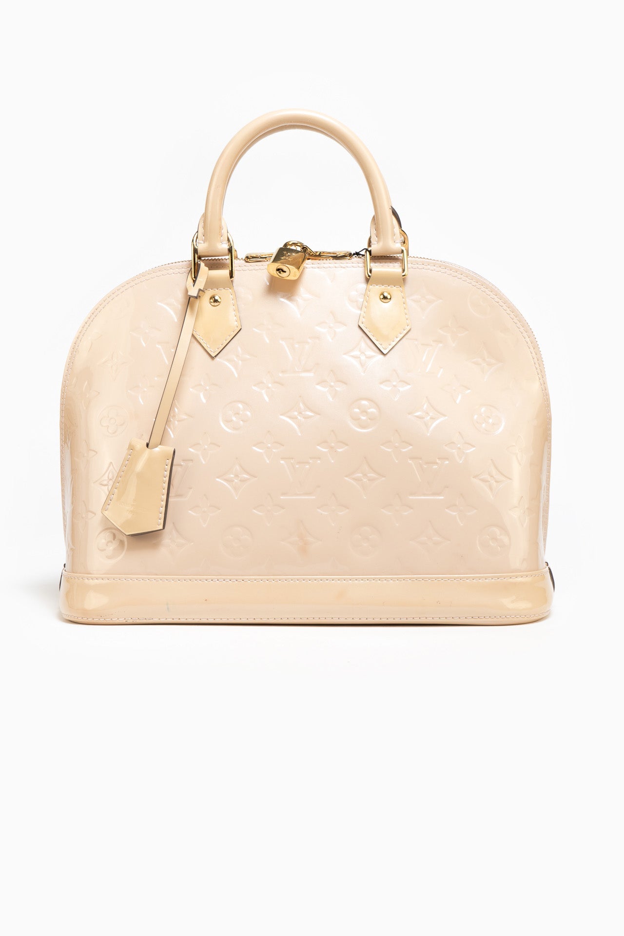 Louis Vuitton Patent Leather Monogram Alma Bag In Beige