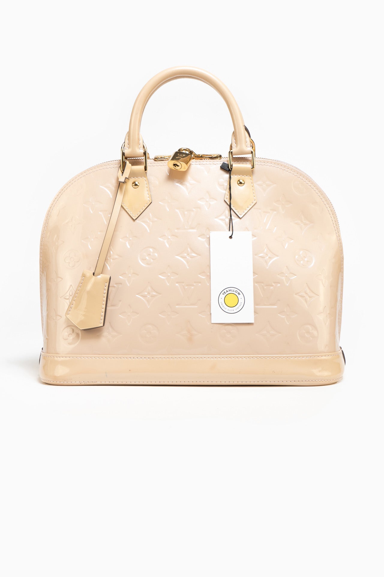 Louis Vuitton Patent Leather Monogram Alma Bag In Beige