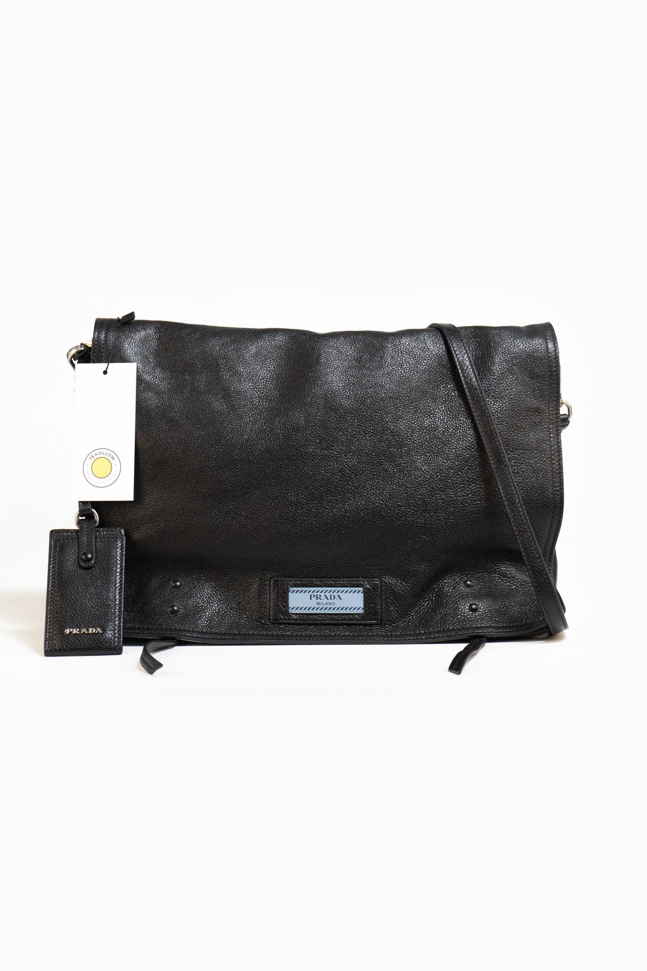 Prada Etiquette Messenger Leather Bag In Black