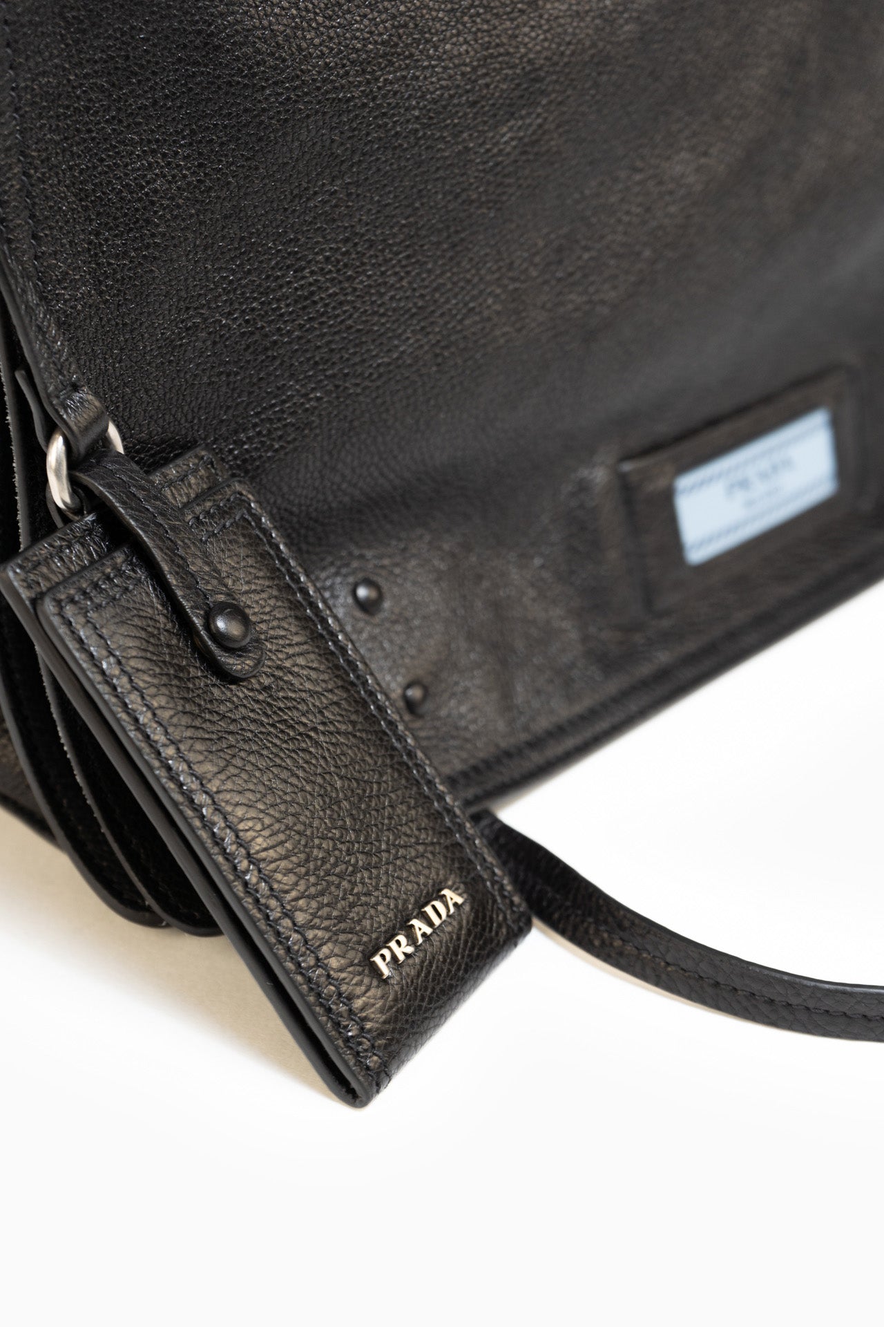 Prada Etiquette Messenger Leather Bag In Black