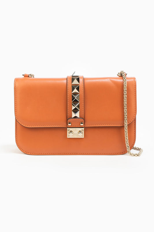 Valentino Rockstud Glam Lock Bag in Orange