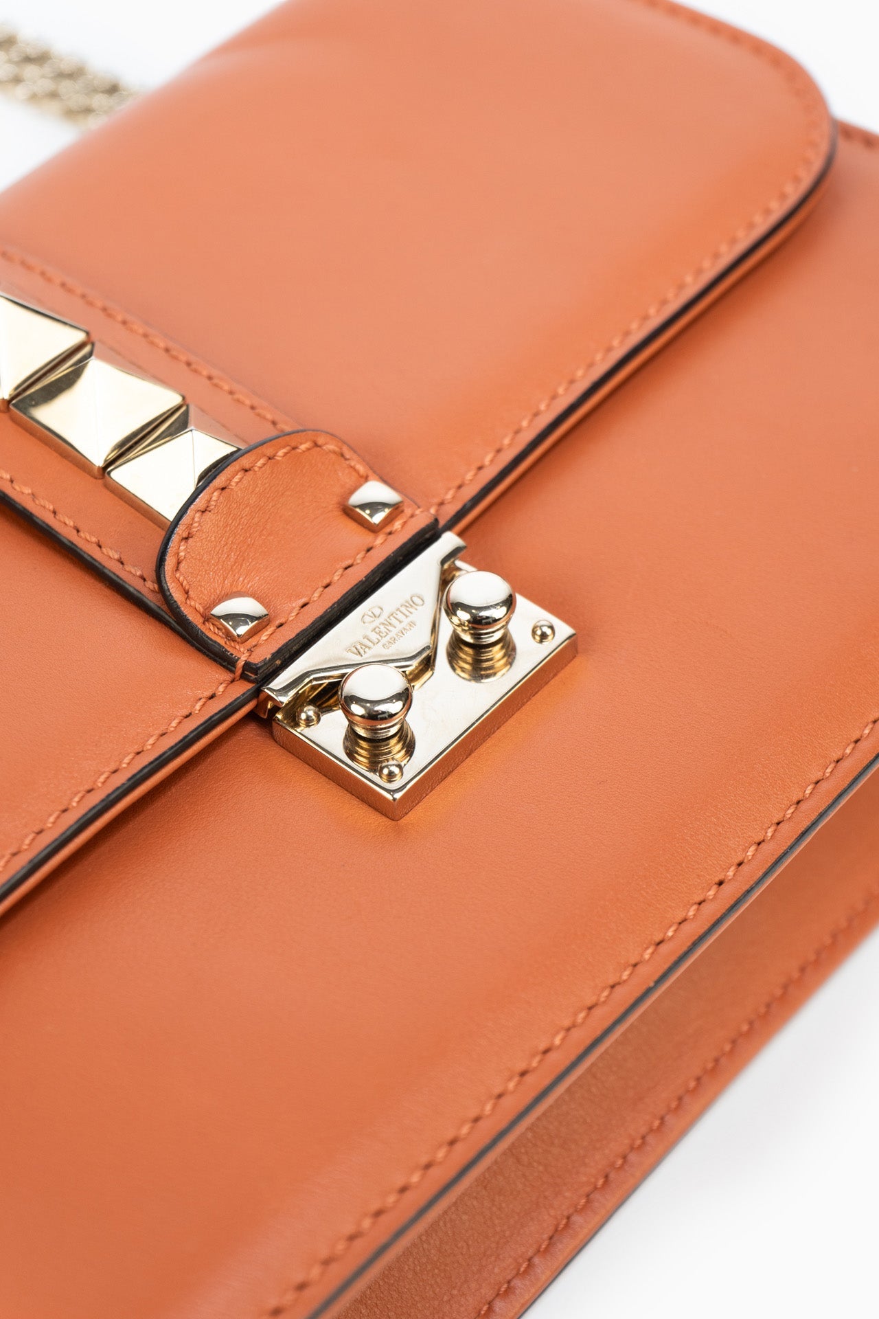 Valentino Rockstud Glam Lock Bag in Orange