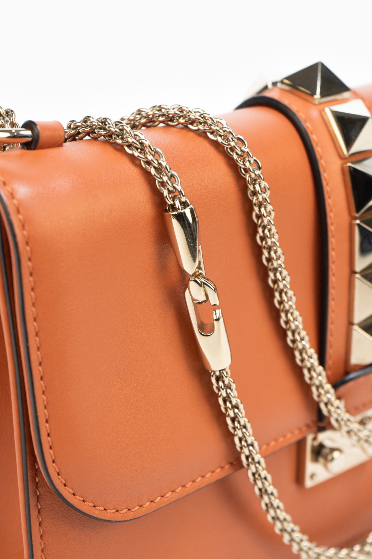 Valentino Rockstud Glam Lock Bag in Orange