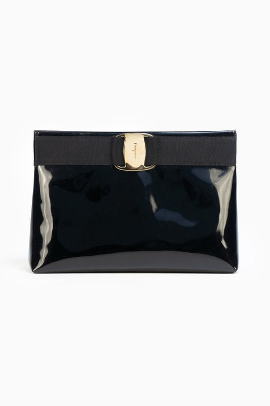 Salvatore Ferragamo Black Leather Shoulder Bag