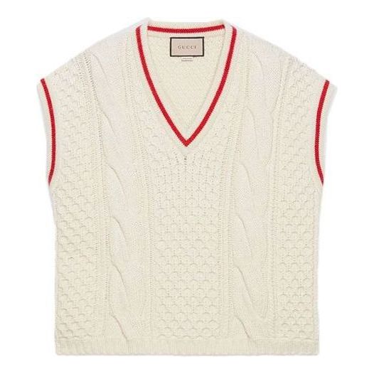 Gucci Wool Cable Knit Vest 'Ivory ' 673687-XKB22-9118